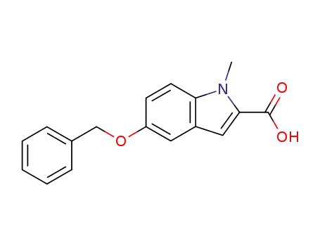 Molecular Structure of 133845-42-8 (1H-Indole-2-carboxylic acid, 1-methyl-5-(phenylmethoxy)-)