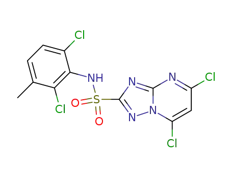 Molecular Structure of 134892-32-3 (N-(2,6-Dichloro-3-methylphenyl)-5,7-dichloro-1,2,4-triazolo[1,5-a]pyrimidine-2-sulfonamide)