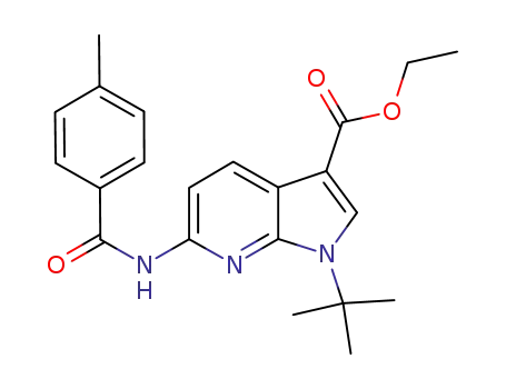 Molecular Structure of 915726-42-0 (1H-Pyrrolo[2,3-b]pyridine-3-carboxylic acid,
1-(1,1-dimethylethyl)-6-[(4-methylbenzoyl)amino]-, ethyl ester)
