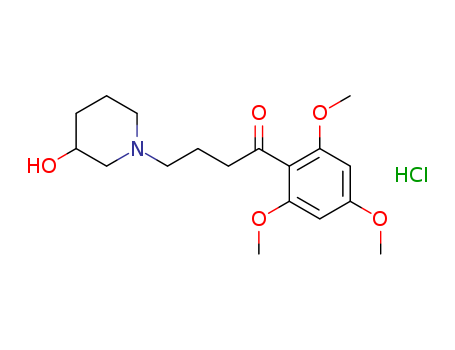 Molecular Structure of 144078-97-7 (1-Butanone, 4-(3-hydroxy-1-piperidinyl)-1-(2,4,6-trimethoxyphenyl)-,
hydrochloride)