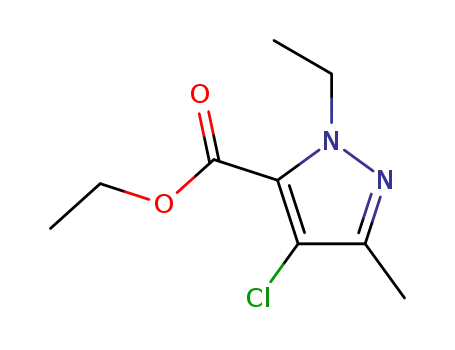 Molecular Structure of 128537-47-3 (4-CHLORO-1-ETHYL-3-METHYL-1H-PYRAZOLE-5-CARBOXYLIC ACID ETHYL ESTER)