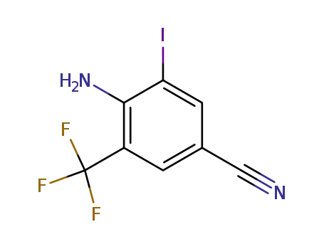 Molecular Structure of 62584-29-6 (Benzonitrile, 4-amino-3-iodo-5-(trifluoromethyl)-)