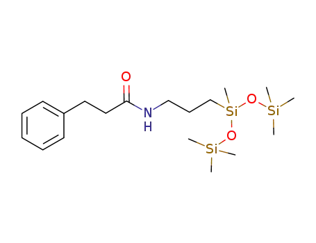 Molecular Structure of 1027627-90-2 (3-phenyl-N-(3-{1,3,3,3-tetramethyl-1-[(trimethylsilyl)oxy]disiloxanyl}propyl)-propanamide)