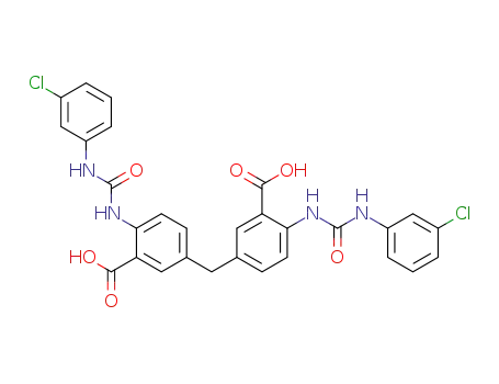 Molecular Structure of 1056451-92-3 (5,5'-methylenebis(2-(3-(3-chlorophenyl)ureido)benzoic acid))