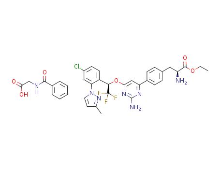 4-[2-Amino-6-[(1R)-1-[4-chloro-2-(3-methyl-1H-pyrazol-1-yl)phenyl]-2,2,2-trifluoroethoxy]-4-pyrimidinyl]-L-phenylalanine ethyl ester N-benzoylglycine salt