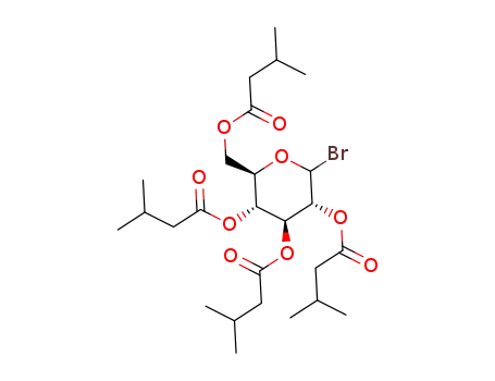 Molecular Structure of 63450-56-6 (2-O,3-O,4-O,6-O-Tetrakis(3-methylbutanoyl)-D-glucopyranosyl bromide)