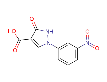 Molecular Structure of 105652-03-7 (1H-Pyrazole-4-carboxylic acid, 2,3-dihydro-1-(3-nitrophenyl)-3-oxo-)