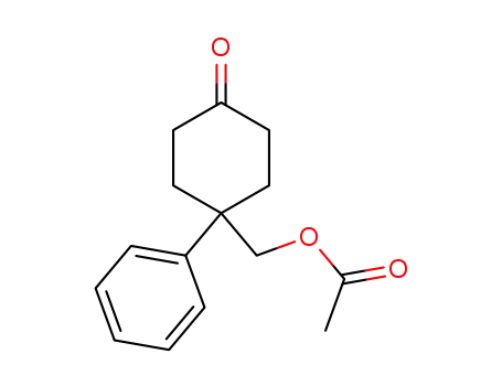Molecular Structure of 51510-02-2 (Cyclohexanone, 4-[(acetyloxy)methyl]-4-phenyl-)