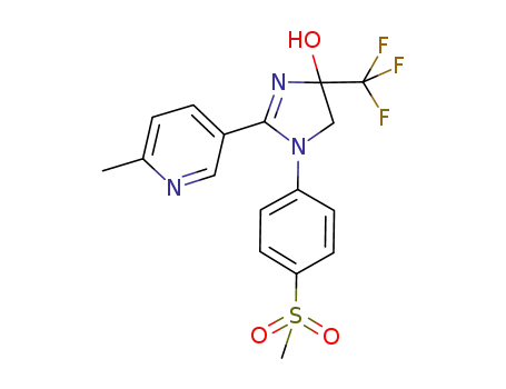 Molecular Structure of 177662-53-2 (2-methyl-5-[4-hydroxy-1-[4-(methylsulfonyl)phenyl]-4-(trifluoromethyl)-4,5-dihydro-1H-imidazol-2-yl]pyridine)