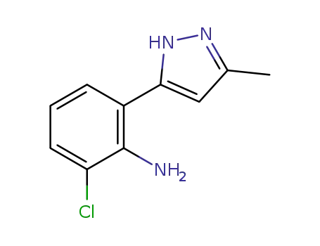 Molecular Structure of 1263193-21-0 (2-chloro-6-(3-methyl-1H-pyrazol-5-yl)aniline)