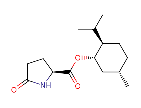 Molecular Structure of 139014-48-5 ((S)-[(1S,2R,5S)-2-isopropyl-5-methylcyclohexyl] 2-oxopyrrolidine-5-carboxylate)