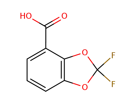 Molecular Structure of 126120-85-2 (2,2-Difluoro-1,3-benzodioxole-4-carboxylic acid)