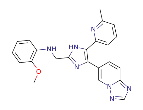 Molecular Structure of 1352609-12-1 (N-((4-([1,2,4]triazolo[1,5-a]pyridin-6-yl)-5-(6-methylpyridin-2-yl)-1H-imidazol-2-yl)methyl)-2-methoxyaniline)