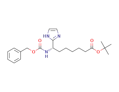 Molecular Structure of 1609191-04-9 (<sup>(5)</sup>-tert-butyl 7-(((benzyloxy)carbonyl)amino)-7-(1H-imidazol-2-yl)heptanoate)