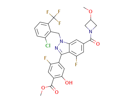 methyl 4-(1-(2-chloro-6-(trifluoromethyl)benzyl)-4-fluoro-6-(3-methoxyazetidine-1-carbonyl)-1H-indazol-3-yl)-5-fluoro-2-hydroxybenzoate
