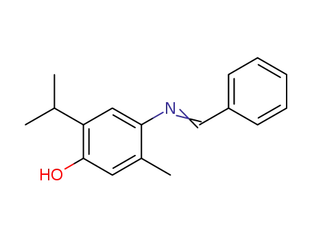 Molecular Structure of 7251-18-5 (5-methyl-4-{[(E)-phenylmethylidene]amino}-2-(propan-2-yl)phenol)