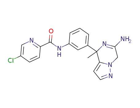 Molecular Structure of 1369542-55-1 (rac-N-[3-(6-amino-4-methyl-4,7-dihydropyrazolo[1,5-a]pyrazin-4-yl)-phenyl]-5-chloropyridine-2-carboxamide)