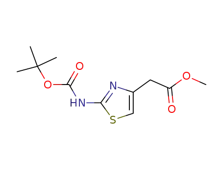 Molecular Structure of 103053-96-9 (methyl 2-(2-((tert-butoxycarbonyl)amino)thiazol-4-yl)acetate)