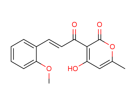 Molecular Structure of 14006-19-0 (2H-Pyran-2-one,
4-hydroxy-3-[(2E)-3-(2-methoxyphenyl)-1-oxo-2-propenyl]-6-methyl-)