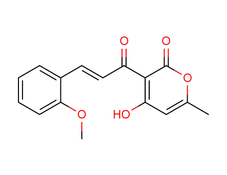 Molecular Structure of 14006-19-0 (2H-Pyran-2-one,
4-hydroxy-3-[(2E)-3-(2-methoxyphenyl)-1-oxo-2-propenyl]-6-methyl-)