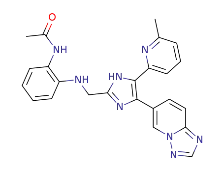 Molecular Structure of 1352609-40-5 (N-(2-((4-([1,2,4]triazolo[1,5-a]pyridin-6-yl)-5-(6-methylpyridin-2-yl)-1H-imidazol-2-yl)methylamino)phenyl)acetamide)
