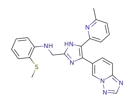 Molecular Structure of 1352609-24-5 (N-((4-([1,2,4]triazolo[1,5-a]pyridin-6-yl)-5-(6-methylpyridin-2-yl)-1H-imidazol-2-yl)methyl)-2-(methylthio)aniline)