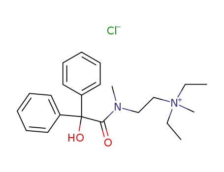 Molecular Structure of 510-08-7 (diethyl-[2-[(2-hydroxy-2,2-diphenyl-acetyl)-methyl-amino]ethyl]-methyl-azanium chloride)