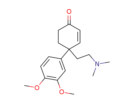 Molecular Structure of 59096-18-3 (2-Cyclohexen-1-one,
4-(3,4-dimethoxyphenyl)-4-[2-(dimethylamino)ethyl]-, (S)-)