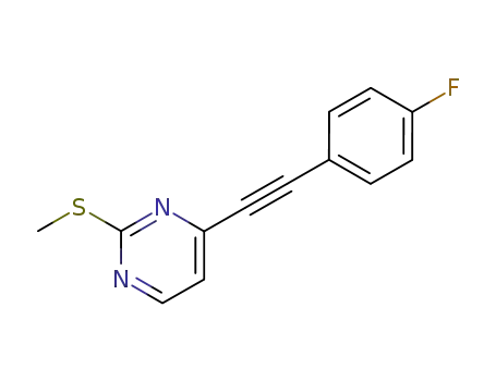 Molecular Structure of 474511-91-6 (Pyrimidine, 4-[(4-fluorophenyl)ethynyl]-2-(methylthio)-)