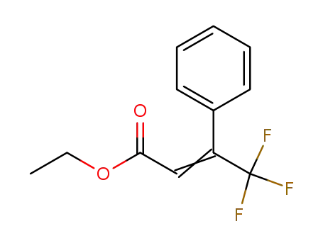 Molecular Structure of 10075-06-6 (2-Butenoic acid, 4,4,4-trifluoro-3-phenyl-, ethyl ester)