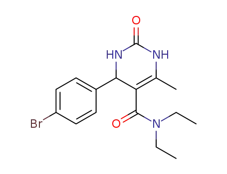 Molecular Structure of 59607-59-9 (5-Pyrimidinecarboxamide,
4-(4-bromophenyl)-N,N-diethyl-1,2,3,4-tetrahydro-6-methyl-2-oxo-)