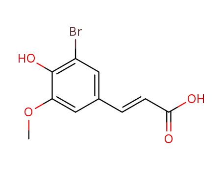 Molecular Structure of 6948-33-0 (3-BROMO-4-HYDROXY-5-METHOXYCINNAMIC ACID)