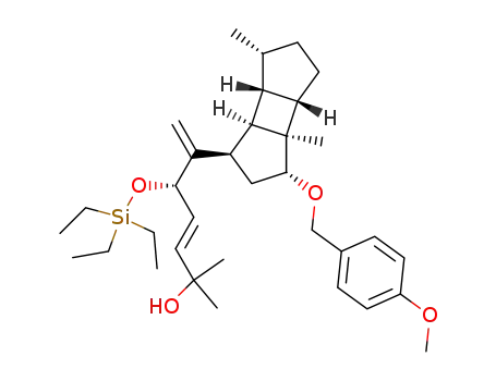 Molecular Structure of 127135-71-1 ((E)-(S)-6-[(1R,3R,3aR,3bS,6R,6aR,6bR)-3-(4-Methoxy-benzyloxy)-3a,6-dimethyl-decahydro-cyclobutadicyclopenten-1-yl]-2-methyl-5-triethylsilanyloxy-hepta-3,6-dien-2-ol)
