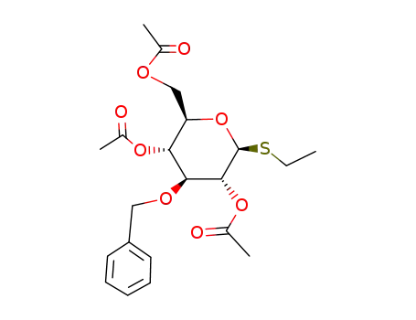 Molecular Structure of 146530-62-3 (ethyl 2,4,6-tri-O-acetyl-3-O-benzyl-1-thio-β-D-glucopyranoside)