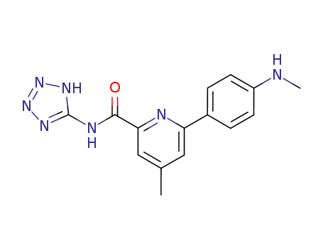 Molecular Structure of 80021-12-1 (N-(1H-tetrazol-5-yl)-4-methyl-6-(4-(methylamino)phenyl)-2-pyridinecarboxamide)