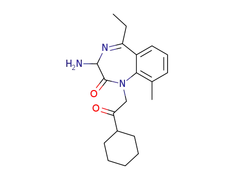 Molecular Structure of 205996-41-4 ((3RS)-3-amino-1-cyclohexyl-carbonylmethyl-2,3-dihydro-5-ethyl-9-methyl-1H-1,4-benzodiazepin-2-one)
