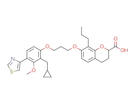 138828-39-4,7-{3-[2-(cyclopropylmethyl)-3-methoxy-4-(1,3-thiazol-4-yl)phenoxy]propoxy}-8-propyl-3,4-dihydro-2H-chromene-2-carboxylic acid,