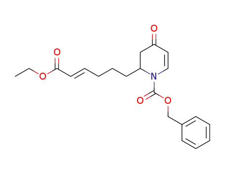 Molecular Structure of 141584-02-3 (N-<(benzyloxy)carbonyl>-2-<(E)-5-(ethoxycarbonyl)-4-pentenyl>-2,3-dihydro-4-pyridone)