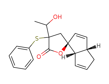 Molecular Structure of 86971-75-7 ((1S*,2R*)-cis-bicyclo<3.3.0>oct-3,7-diene-2-spiro-4'-<α-(1-hydroxyethyl)-α-(Phenylsulfenyl)-γ-butyrolactone>)
