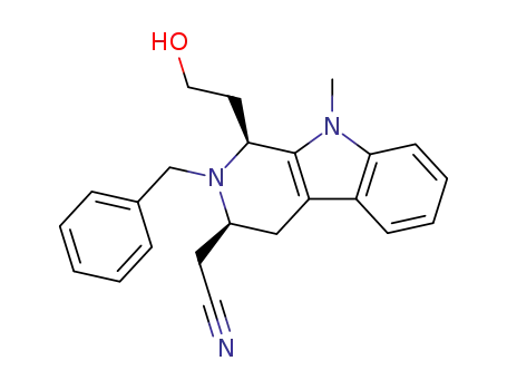 Molecular Structure of 179939-66-3 (1H-Pyrido[3,4-b]indole-3-acetonitrile,
2,3,4,9-tetrahydro-1-(2-hydroxyethyl)-9-methyl-2-(phenylmethyl)-,
(1S,3S)-)
