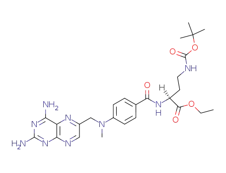 Molecular Structure of 96846-13-8 ((S)-4-tert-Butoxycarbonylamino-2-{4-[(2,4-diamino-pteridin-6-ylmethyl)-methyl-amino]-benzoylamino}-butyric acid ethyl ester)