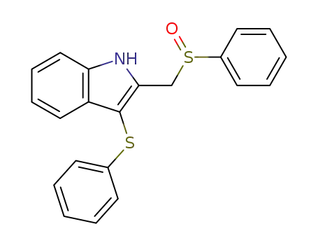 Molecular Structure of 143246-73-5 (1H-Indole, 2-[(phenylsulfinyl)methyl]-3-(phenylthio)-)