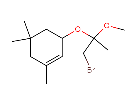 Molecular Structure of 166984-93-6 (Cyclohexene, 3-(2-bromo-1-methoxy-1-methylethoxy)-1,5,5-trimethyl-)