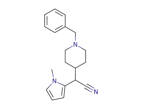 Molecular Structure of 162749-77-1 (4-Piperidineacetonitrile, a-(1-methyl-1H-pyrrol-2-yl)-1-(phenylmethyl)-)
