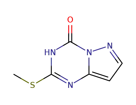 Molecular Structure of 54346-18-8 (2-(Methylthio)pyrazolo[1,5-a][1,3,5]triazin-4(3H)-one)