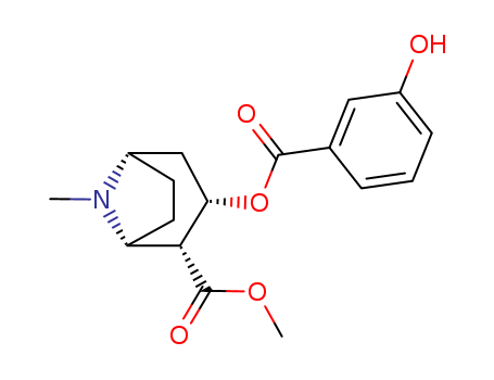 71387-58-1,M-HYDROXYCOCAINE,(1R)-3exo-(3-hydroxy-benzoyloxy)-tropane-2exo-carboxylic acid methyl ester;(1R)-3exo-(3-Hydroxy-benzoyloxy)-tropan-2exo-carbonsaeure-methylester;m-hydroxycocaine;