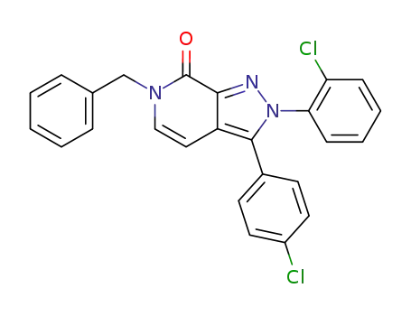 Molecular Structure of 784192-16-1 (7H-Pyrazolo[3,4-c]pyridin-7-one,
2-(2-chlorophenyl)-3-(4-chlorophenyl)-2,6-dihydro-6-(phenylmethyl)-)