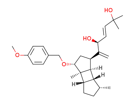 Molecular Structure of 127135-76-6 ((E)-(S)-6-[(1R,3R,3aR,3bS,6R,6aR,6bR)-3-(4-Methoxy-benzyloxy)-3a,6-dimethyl-decahydro-cyclobutadicyclopenten-1-yl]-2-methyl-hepta-3,6-diene-2,5-diol)
