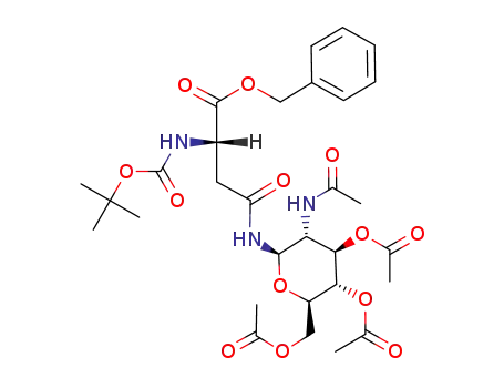 2-acetamido-3,4,6-tri-O-acetyl-1-N-<1-benzyl N-(tert-butyloxycarbonyl)-L-4-aspart-4-oyl>-2-deoxy-D-glucopyranosylamine