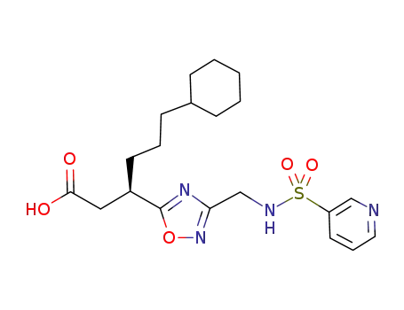 Molecular Structure of 438629-24-4 ((3R)-6-cyclohexyl-3-(3-{[(3-pyridinylsulfonyl)amino]methyl}-1,2,4-oxadiazol-5-yl)hexanoic acid)